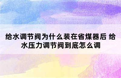 给水调节阀为什么装在省煤器后 给水压力调节阀到底怎么调